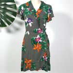 Who What Wear Paradise Stripe Tropical Floral Wrap Dress Photo 3