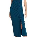 Betsey Johnson  Mini Rib Flutter Sleeve Midi with Ruched Slit sz XS Blue Saphire Photo 0