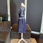 Women’s Short Blue Chiffon Prom Party Dress with Floral Detail Zip Back Size S Photo 6