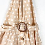 ASOS Tan With White Polka Dots Linen Blend Halter Top Belted Waist Dress Size 4 Photo 5