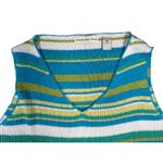 Amanda Smith Striped Knit Tank Top Blue Green Yellow White V Neck Sleeveless Size 1X Photo 3
