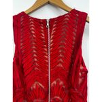 Bardot  Embroidered Lace Mesh Lipstick Red Sleeveless V-Neck‎ Cocktail Dress 6 Photo 8