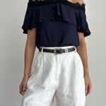 Alice + Olivia NWT Off the shoulder Alyssa halter Top Navy Lace Photo 1