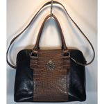 Giani Bernini  Brown Croc Embossed Black Faux Leather Satchel Handbag Purse Photo 1
