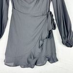 Hello Molly  No Time For Love Dress Size 6 Black Mini Wrap Balloon Sleeve Photo 7