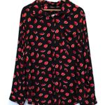 Torrid Plus Size 3X Lizzie Georgette Button Front Blouse Lips Black Pink Red Photo 0