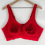 Cacique Red Lace Cotton Unlined Full Coverage Underwire Lace Bow Bra Size 42DD Photo 0
