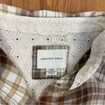 American Eagle  Women’s Oversized Plaid Flannel Button Up Collar size Medium Photo 6