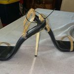 Women's Cape Robin Heels Black Gold Size 9 Photo 8