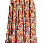 NWT Rhea Vibrant Patterned Layered Ruffle Boho Maxi Skirt, One Size Red Size undefined Photo 0