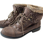 Cliffs by White Mountain Ankle Boots Knit Cuff Lace Up Brown Womens 8.5M Size 8.5 Photo 0