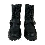 Ralph Lauren Lauren Zera Leather Lace Up Ankle Boots Black Buckle Womens Size 7B Photo 1