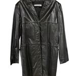American Vintage Vintage 90s Wilsons Leather Black Longline Trench Coat Matrix City Womens XL Photo 0