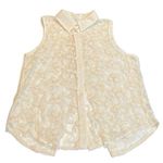 Delia's Delia’s Sheer Floral Sleeveless Button Down Shirt Cream Size Small Photo 0