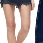 Good American Frayed Hem Denim Miniskirt In Blue299 Dark Wash Size 4 / 27 Photo 0