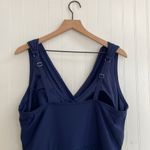 LANDS END Tummy Control Surplice Wrap Swim Dress One Piece Swimsuit Navy Size 18 Blue Photo 9