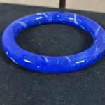 Cobalt Blue & White Swirl Glass Bangle Bracelet 2 5/8" Across Inside Photo 2