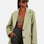 Apparis Celine Single Breasted Faux Wool Coat Blazer Green Womens Size XS Photo 1
