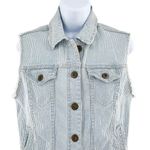 Anthropologie Bullhead Denim Distressed Pinstripe Striped Jean Vest Medium Photo 1