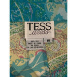 VINTAGE NWT Tess Dress Sz 18 (runs small) Sheer Silk 1/2 Button Paisley Blouse Blue Size L Photo 9