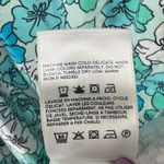 Lands End Top Womens L Island Aqua Blue Floral Smocked Square Neck Feminine Size L Photo 14