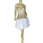 VINTAGE 1990'S FABRICE SILHOUETTE WHITE & GOLD STRAPLESS SILK SEQUIN DRESS (8) Photo 6