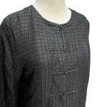 Eileen Fisher Jacket XS Black Silk Crepe Quilted Frog Buttons Mandarin Timeless Photo 2