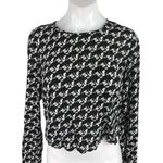 Aeropostale  Black Animal Bird Print Long Sleeve Crop Shirt Blouse Top Size S Photo 0
