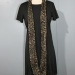 Adrienne Landau  Brown & Tan Animal Print Silk Infinity Scarf Vintage Sheer 40” Photo 3