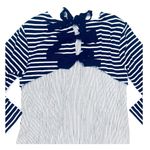 English Factory midnight blue/white striped pleated back tie ribbon mini dress Photo 4