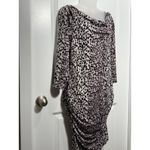 Jennifer Lopez  Leopard Print Cowl Neck Ruched Bodycon Midi Dress XL Womens Photo 4