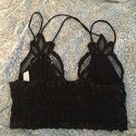 Free People Smocked Adella Lace Racerback Boho Bralette Black XS Bra Photo 1