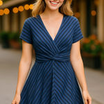 Hutch Navy Striped Fit & Flare Dress – Size S – NWOT Photo 0