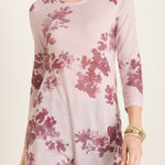 Chico's Womens Floral Side Slit Tunic Top Pink Sz 3 (XL) Feminine Flowy Longline Photo 0