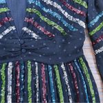 Rococo Sand • Sequin Striped Gown black chiffon rainbow swiss dot balloon sleeve Size XS Photo 7