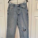 We The Free Free People  Button Fly Straight Leg Jeans Sz 29 Raw Hem Distressed Photo 5