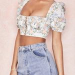 House Of CB Alivia Floral Puff Sleeve Crop Top Photo 3