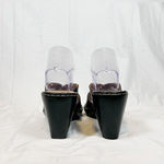 Cherokee Vintage 90s/Y2K Black Leather Criss Cross Wedge Sandals~8.5~ Photo 4