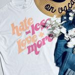 Love Tribe  Hate Less & Love More Retro Bohemian Oversized T Shirt Photo 3