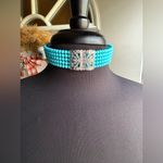 Vintage turquoise beaded crystal diamanté choker Blue Photo 0