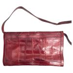 Vintage Eel Skin Burgundy Crossbody Clutch Convertible Purse Handbag Bag Red Photo 1