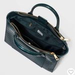 A New Day Snake Print Magnetic Closure Triple Compartment Satchel Handbag, Teal Photo 2