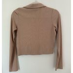 Kittenish  Collared Ribbed Long Sleeve Top in Nude Photo 3
