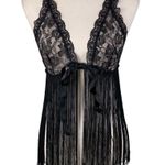 Vintage 60s 70s Black Lace Fringe Lingerie Top Nightie Coquette Showgirl Retro Size undefined Photo 0