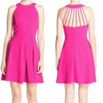 Adelyn Rae Dress Strappy Back Fit and Flare Magenta Cage Skater Back Size Small Photo 1