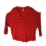 Free People  Oversized Can’t Fool Me Red White Striped Top Small Photo 2