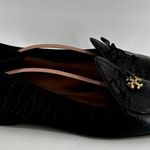 Tory Burch Charm Loafers Leather Collapsible Back Matte Croc Emboss Black 10 Photo 2
