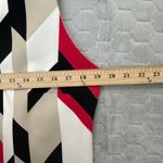 BOSS Hugo Boss Geometric Sheath Dress 10 Red Black Beige V Neck Portugal 40s Mod Size 12 Photo 3