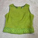 Scarlett VintageScarlett Linen Blend Sleveless Crop Tank Embroidery Detail Women Size 3/4 Photo 0