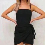 Princess Polly  Black Linen Wrap‎ Dress size 6 EUC Photo 0